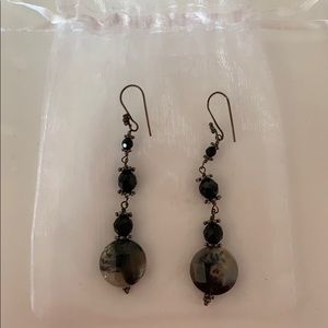 black bead drop earrings